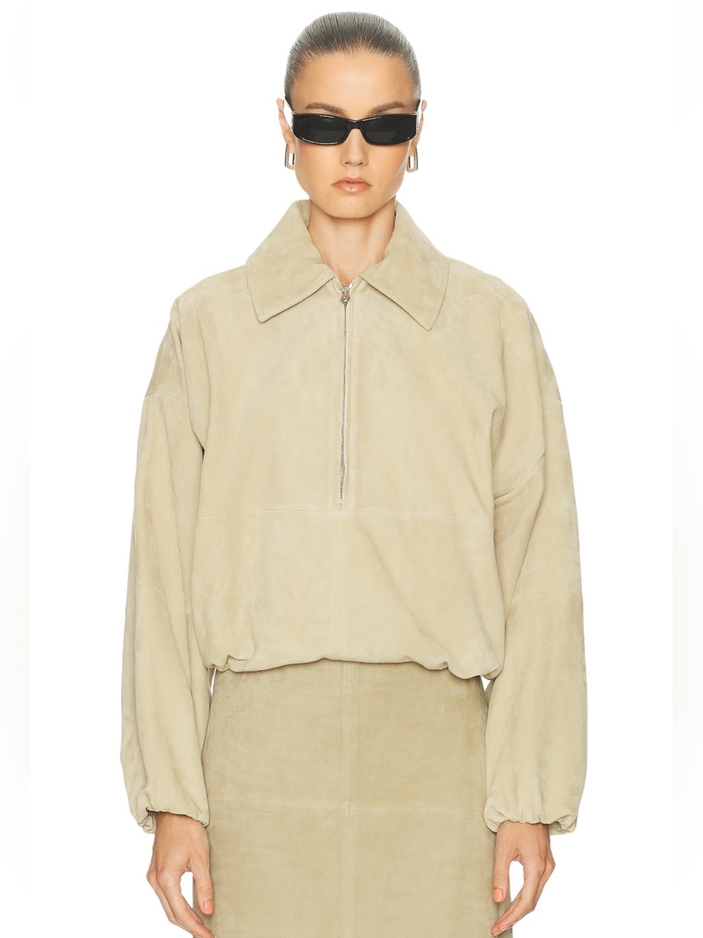 SRG Atelier Elenore Suede jacket in butter beige